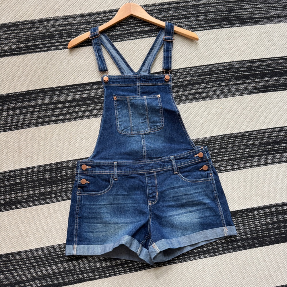 No Boundaries Overalls Womens Blue Denim Short Jumpsuit Size L(11-13)